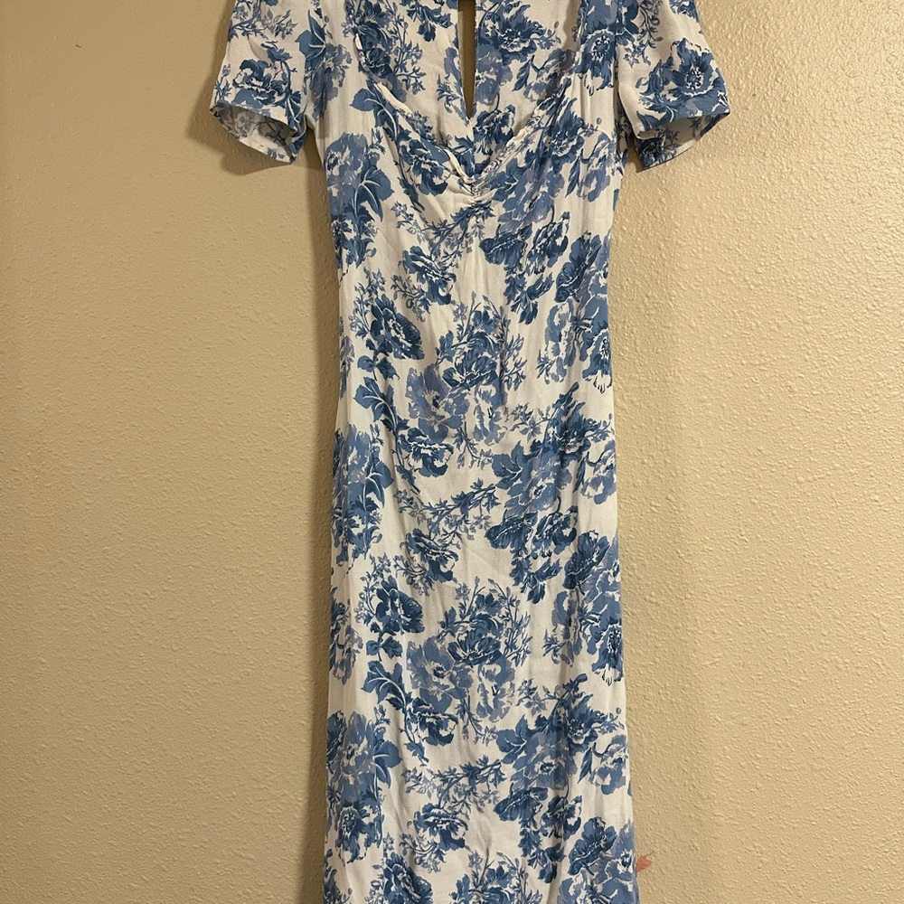 Reformation Blue and White Floral Midi Dress